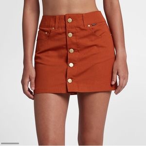 NWT Rust Colored Hurley Button Up Skirt